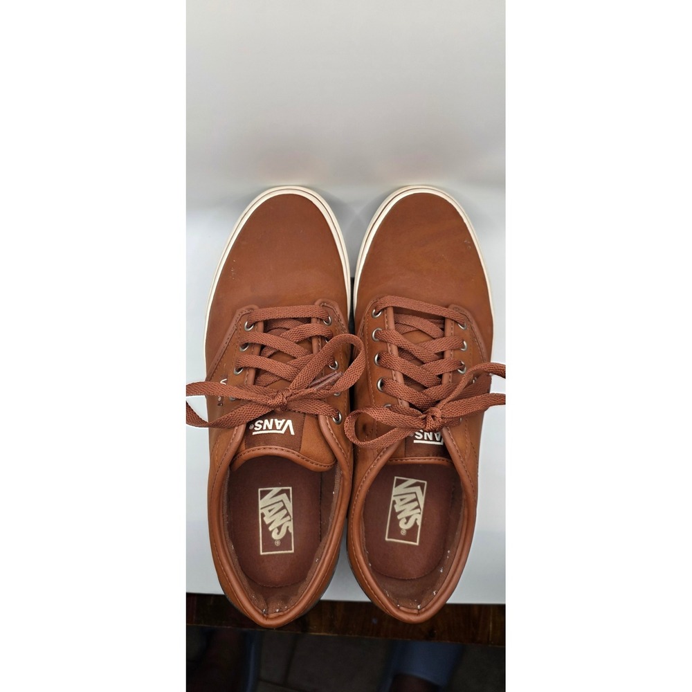 Vans Atwood Low Mens 12 Brown Faux Leather Skate Shoes Sneakers 721356
